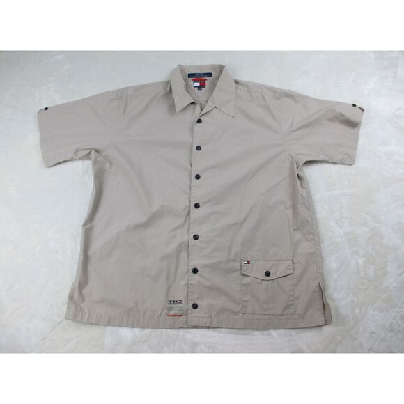 Tommy Hilfiger Other - Tommy Hilfiger Shirt Mens 2XL XX‎ Brown Button Up Pockets Utility Flag Casual*